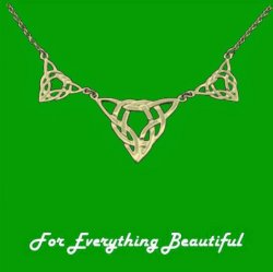 Celtic Treble Weave Triangular Knotwork 9K Yellow Gold Necklace