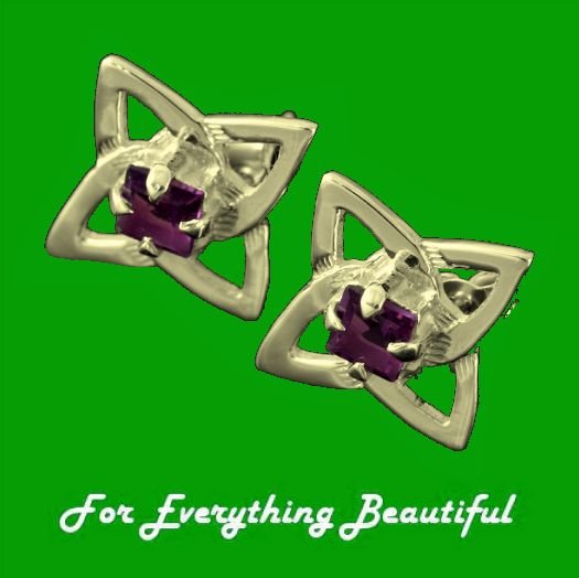 Image 0 of Celtic Star Motif Purple Amethyst Small Stud 9K Yellow Gold Earrings