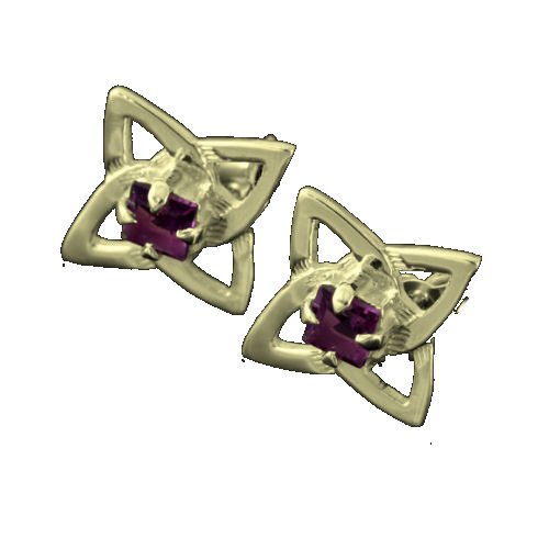 Image 1 of Celtic Star Motif Purple Amethyst Small Stud 9K Yellow Gold Earrings