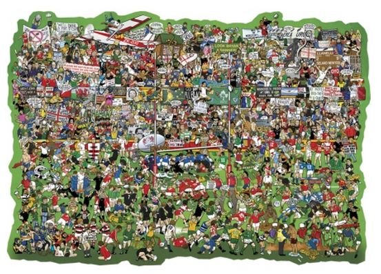 Image 1 of Rugby Union Mismash Sports Themed Millenium Wooden Jigsaw Puzzle 1000 Pieces