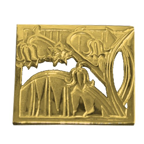 Image 1 of Scotland Bluebells Floral Square Design Medium 9K Yellow Gold Brooch