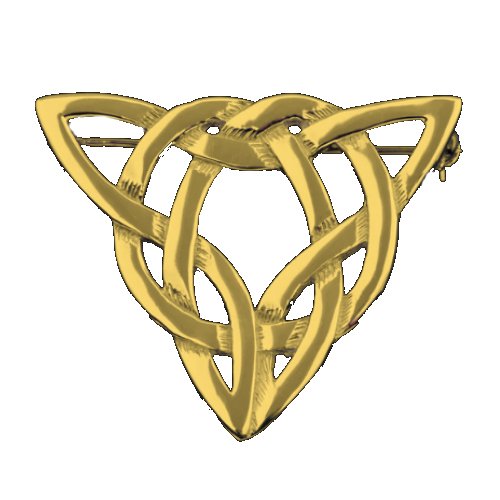 Image 1 of Celtic Weave Triangular Design Medium 9K Yellow Gold Brooch
