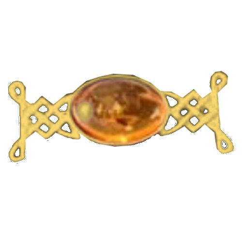 Image 1 of Celtic Knotwork Amber Oval Design 9K Yellow Gold Brooch
