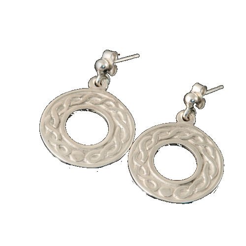 Image 1 of Celtic Circular Knotwork Drop Sterling Silver Earrings