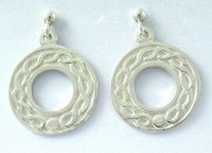 Image 3 of Celtic Circular Knotwork Drop Sterling Silver Earrings