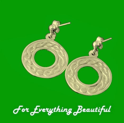 Image 0 of Celtic Circular Knotwork Drop 9K Yellow Gold Earrings