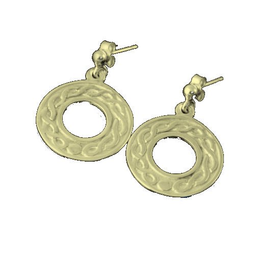 Image 1 of Celtic Circular Knotwork Drop 9K Yellow Gold Earrings