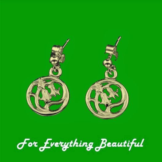 Image 0 of Scottish Bluebells Flowers Round Small Drop 9K Yellow Gold Earrings