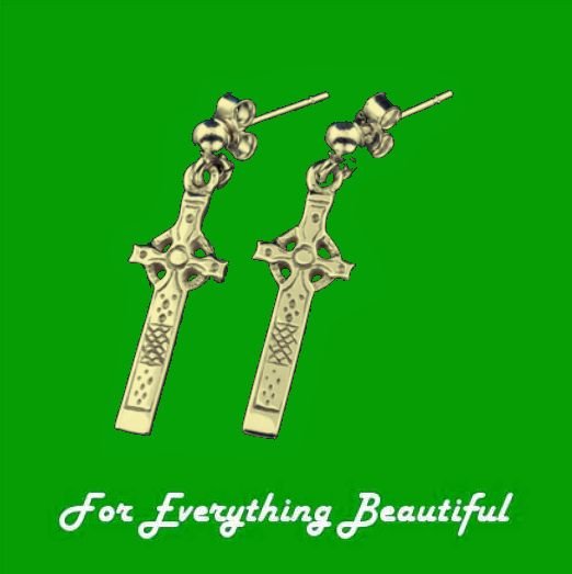 Image 0 of St Johns Celtic Cross Iona Scotland 9K Yellow Gold Earrings