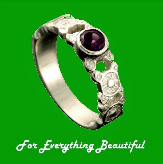 Image 0 of St Ninians Treasure Round Amethyst Ladies Platinum Band Ring Sizes A-Q