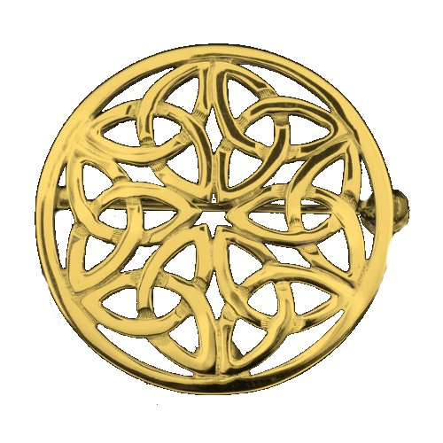 Image 1 of Celtic Knotwork Circular Design Medium 9K Yellow Gold Brooch