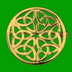 Celtic Knotwork Circular Design Medium 9K Yellow Gold Brooch