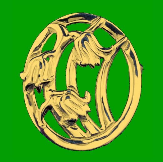 Image 0 of Scottish Bluebells Oval Design Medium 9K Yellow Gold Brooch