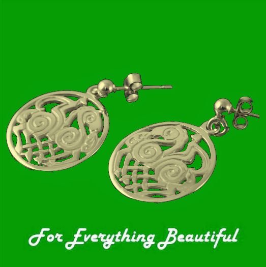 Image 0 of Sleipnir Circular Design Drop Small 9K Yellow Gold Earrings