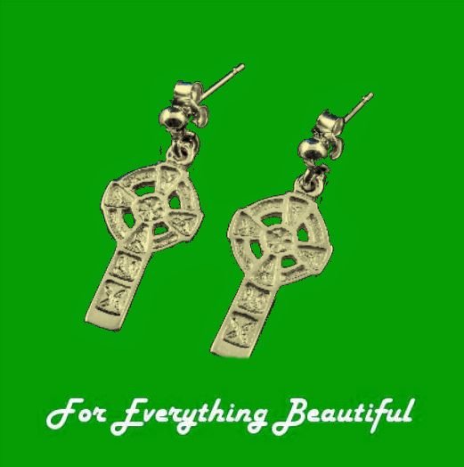 Image 0 of Celtic Cross Traditional Small Drop 9K Yellow Gold Earrings