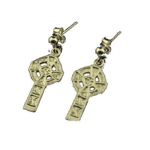 Image 1 of Celtic Cross Traditional Small Drop 9K Yellow Gold Earrings