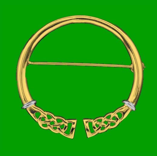 Image 0 of Celtic Knotwork Open Design White Gold Detail 9K Yellow Gold Brooch