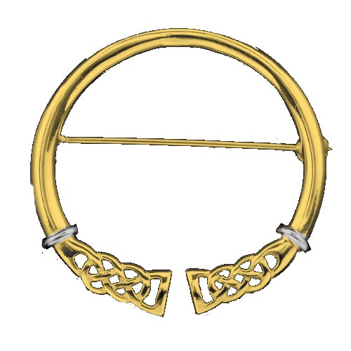 Image 1 of Celtic Knotwork Open Design White Gold Detail 9K Yellow Gold Brooch