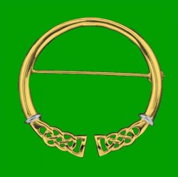 Celtic Knotwork Open Design White Gold Detail 9K Yellow Gold Brooch