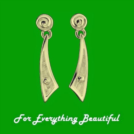 Image 0 of Celtic Scottish Armoury Design Drop 9K Yellow Gold Earrings