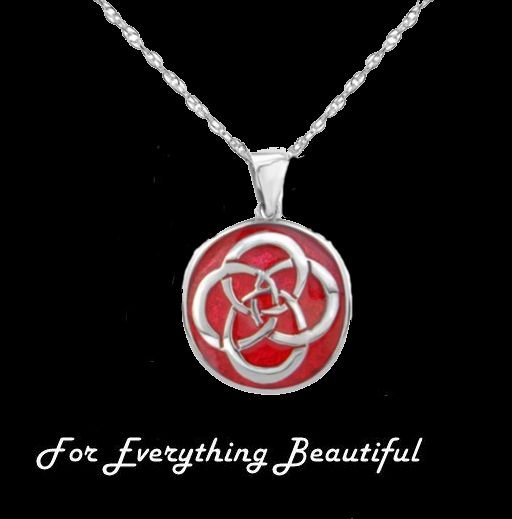 Image 0 of Celtic Infinity Knot Red Enamel Circular Sterling Silver Pendant