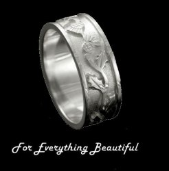 Scotland Thistle Wide Ladies Wedding Sterling Silver Ring Band Sizes A-Q