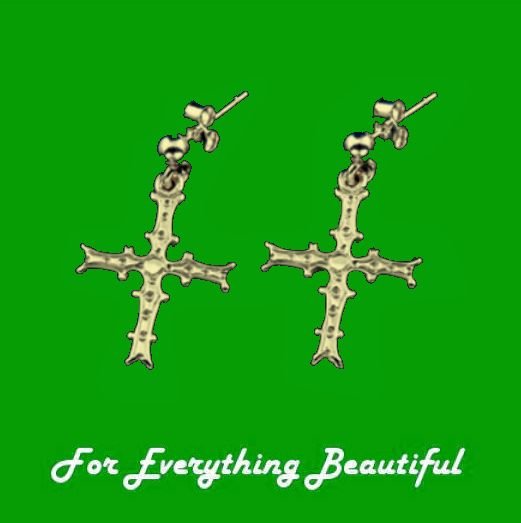 Image 0 of Celtic Cross Of Cong Shannon Ireland Small Drop 9K Yellow Gold Earrings