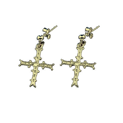Image 1 of Celtic Cross Of Cong Shannon Ireland Small Drop 9K Yellow Gold Earrings