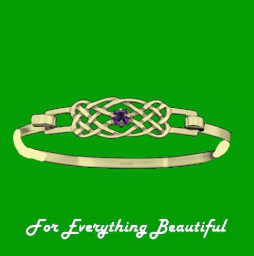 Image 0 of Celtic Knotwork Interlace Purple Amethyst Design 9K Yellow Gold Bangle