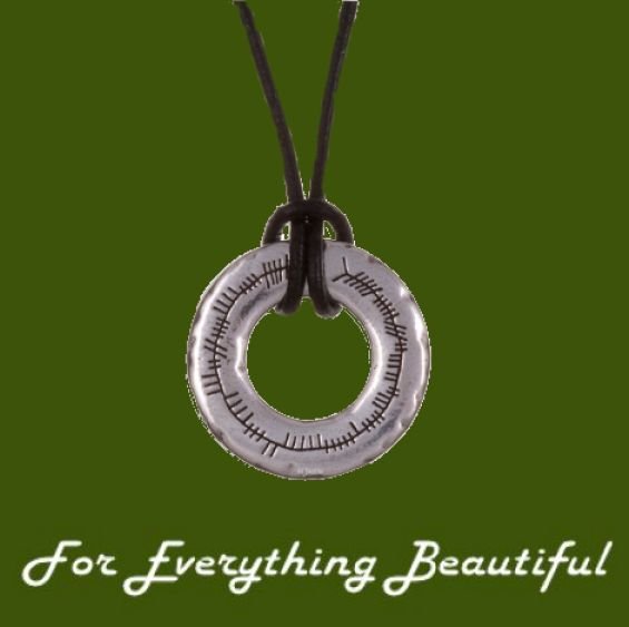 Image 0 of Ogham Love Ring Inscription Stylish Pewter Pendant