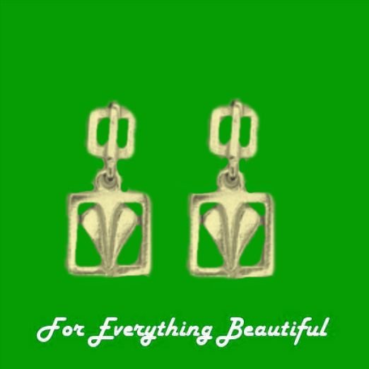 Image 0 of Glasgow Girls Leaf Square Art Nouveau Drop 9K Yellow Gold Earrings