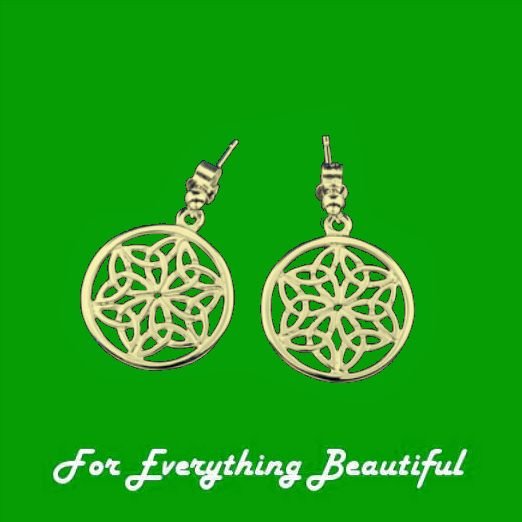 Image 0 of Celtic Knotwork Circular Small Drop 9K Yellow Gold Earrings