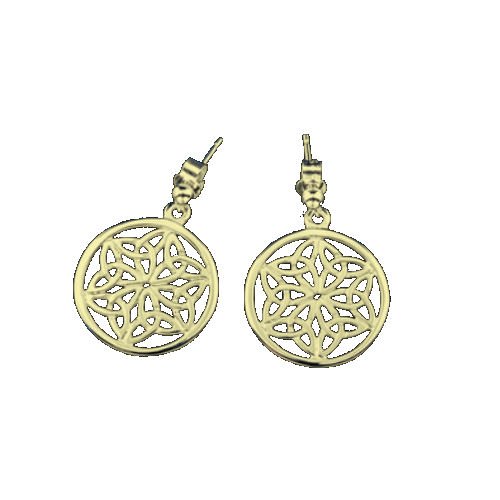 Image 1 of Celtic Knotwork Circular Small Drop 9K Yellow Gold Earrings