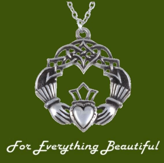 Image 0 of Claddagh Celtic Knotwork Stylish Pewter Pendant