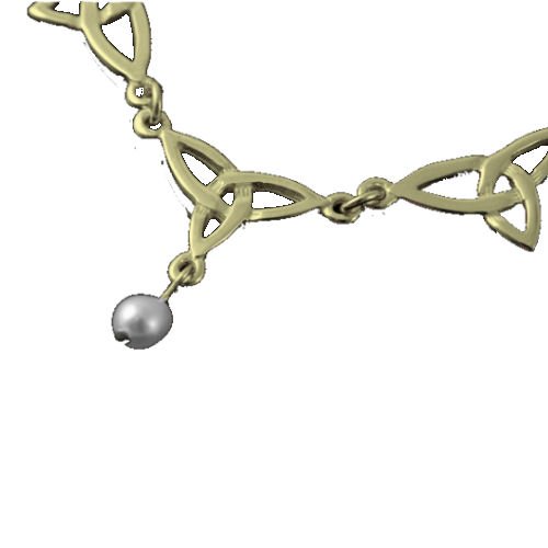 Image 1 of Celtic Treble Trinity Knot Freshwater Pearl 9K Yellow Gold Necklet