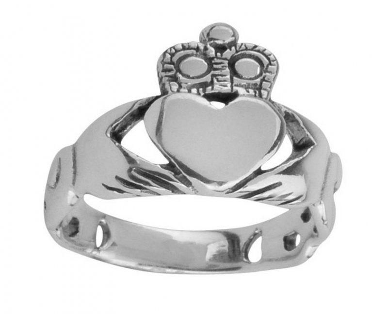 Image 1 of Celtic Claddagh Ladies Sterling Silver Band Ring Sizes 6-10