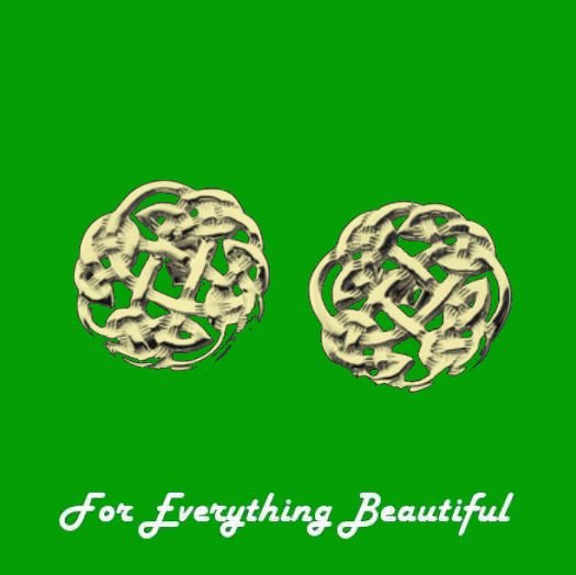 Image 0 of Celtic Floral Puff Motif Small Stud 9K Yellow Gold Earrings