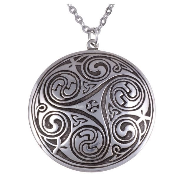 Image 1 of Celtic Triscele Kells Key Spiral Circular Stylish Pewter Pendant