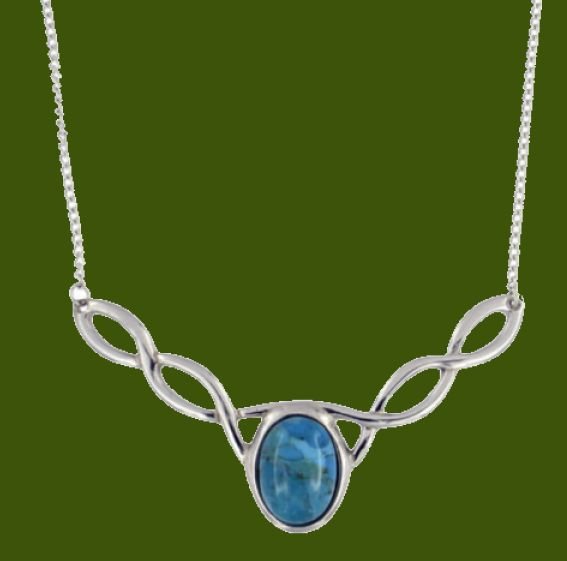 Image 0 of Celtic Knotwork Turquoise Design Stylish Pewter Necklace