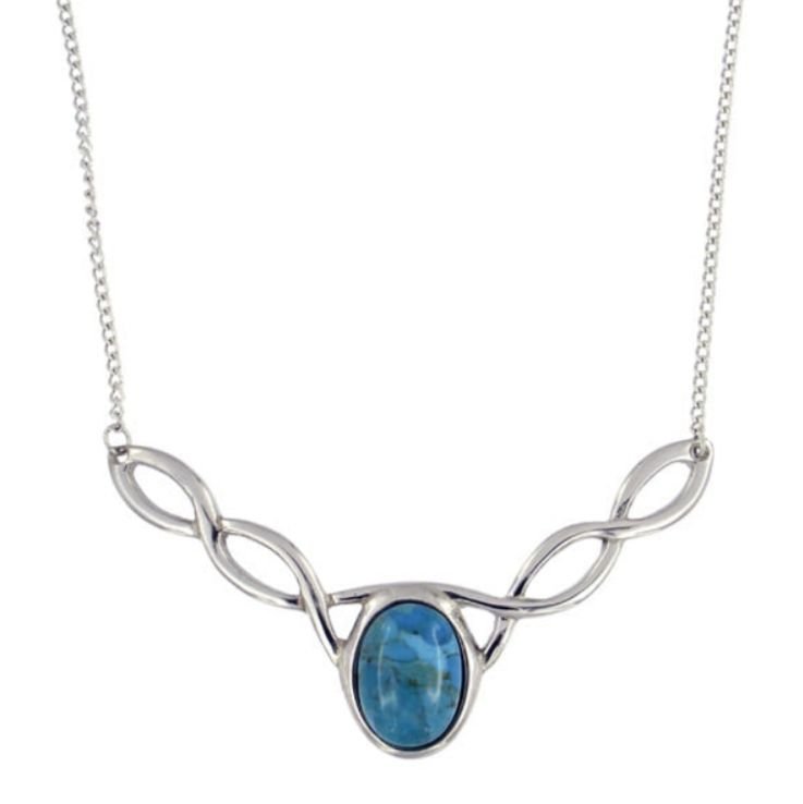 Image 1 of Celtic Knotwork Turquoise Design Stylish Pewter Necklace