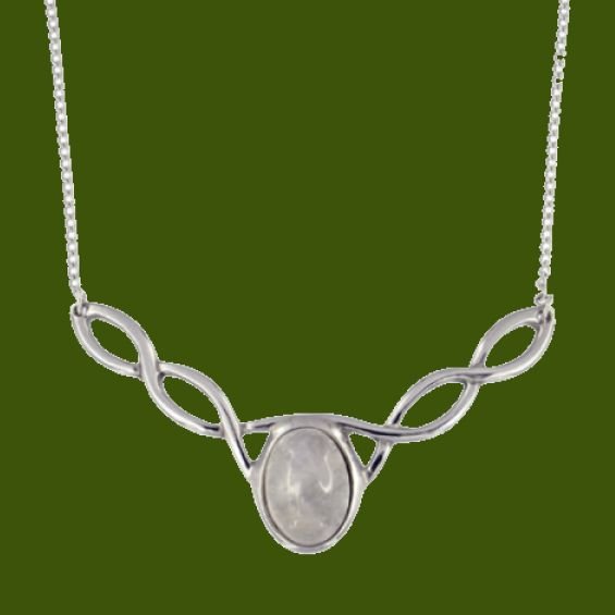 Image 0 of Celtic Knotwork Rainbow Moonstone Design Stylish Pewter Necklace