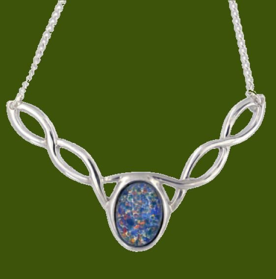 Image 0 of Celtic Knotwork Opal Glass Stone Design Stylish Pewter Necklace