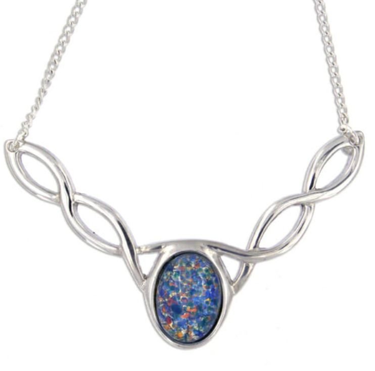 Image 1 of Celtic Knotwork Opal Glass Stone Design Stylish Pewter Necklace