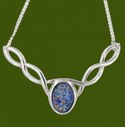 Celtic Knotwork Opal Glass Stone Design Stylish Pewter Necklace
