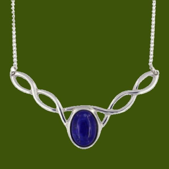 Image 0 of Celtic Knotwork Lapis Lazuli Design Stylish Pewter Necklace