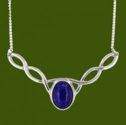 Celtic Knotwork Lapis Lazuli Design Stylish Pewter Necklace