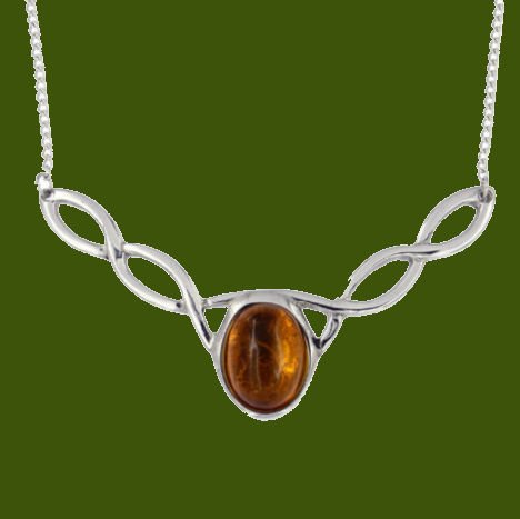 Image 0 of Celtic Knotwork Amber Design Stylish Pewter Necklace