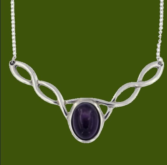 Image 0 of Celtic Knotwork Amethyst Design Stylish Pewter Necklace