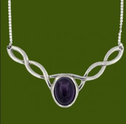 Celtic Knotwork Amethyst Design Stylish Pewter Necklace