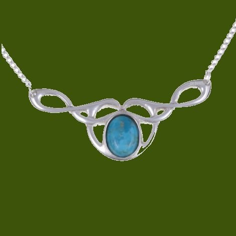 Image 0 of Celtic Bird Knotwork Turquoise Design Stylish Pewter Necklace